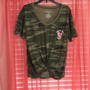 “Nope not today” graphic front tie t-shirt